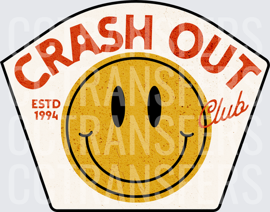 Crash Out Club Estd 1994 Smiley Face Badge (DTF)