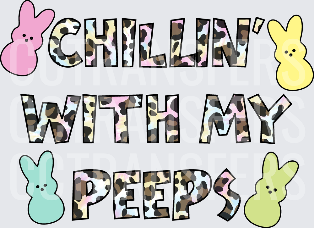 Chillin With My Peeps Pastel Leopard Easter Bunnies (DTF)