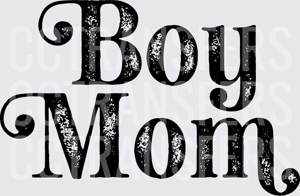 Boy Mom Distressed Glitter Typography (DTF)
