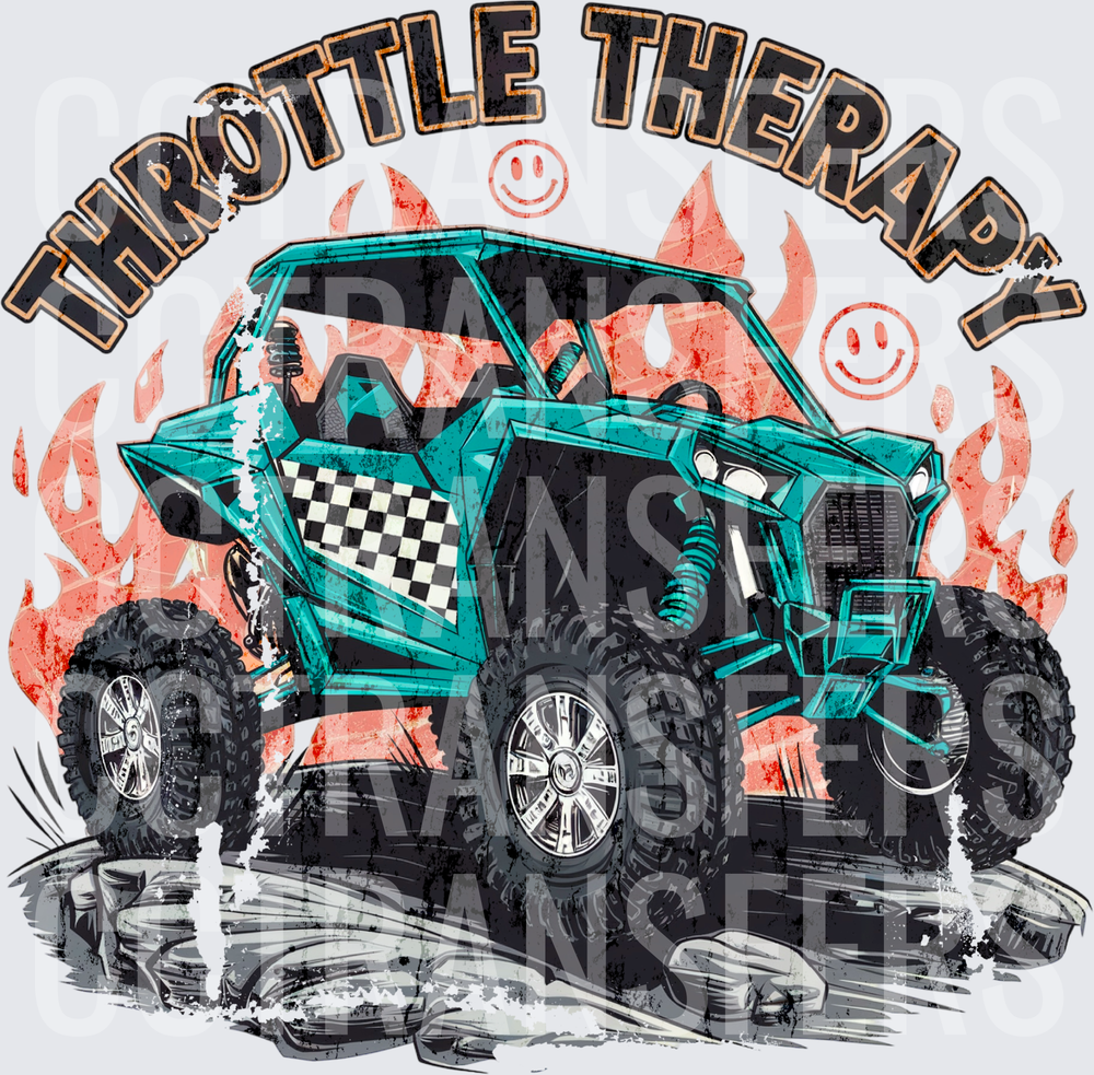 Throttle Therapy UTV Side-By-Side Flames Smiley (DTF)