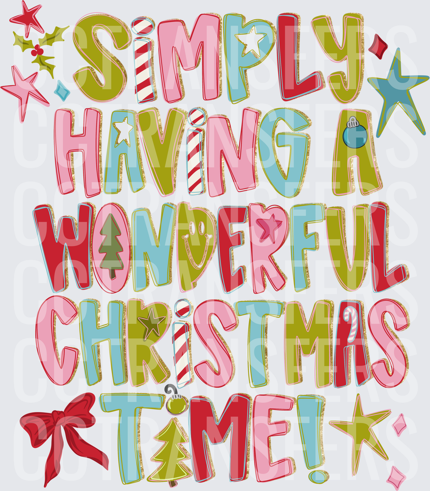 Simply Having A Wonderful Christmas Time Colorful Holiday (DTF)