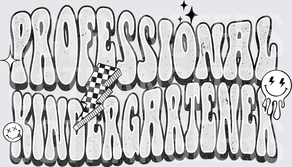 Professional Kindergartener Retro Bubble Letter Design (DTF)