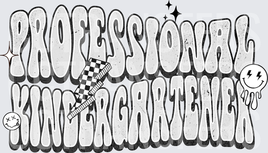 Professional Kindergartener Retro Bubble Letter Design (DTF)