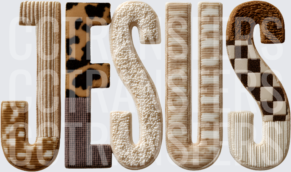 JESUS Mixed Texture Patch Letter Design (DTF)