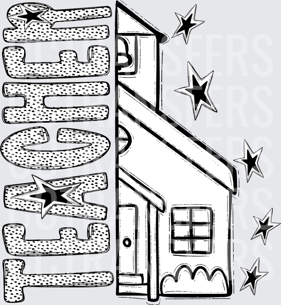 Teacher Dotted Bubble Letters House Stars (DTF)