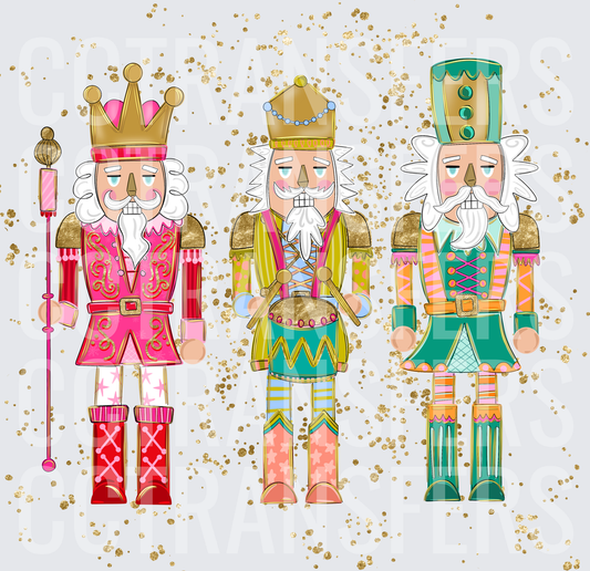 Glam Holiday Nutcracker Trio Gold Glitter (DTF)