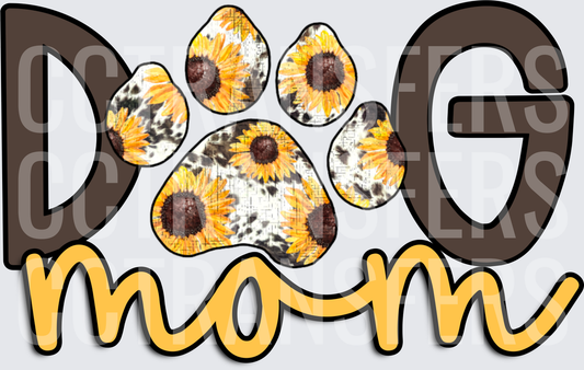 Dog Mom Sunflower Cowhide Paw Print (DTF)