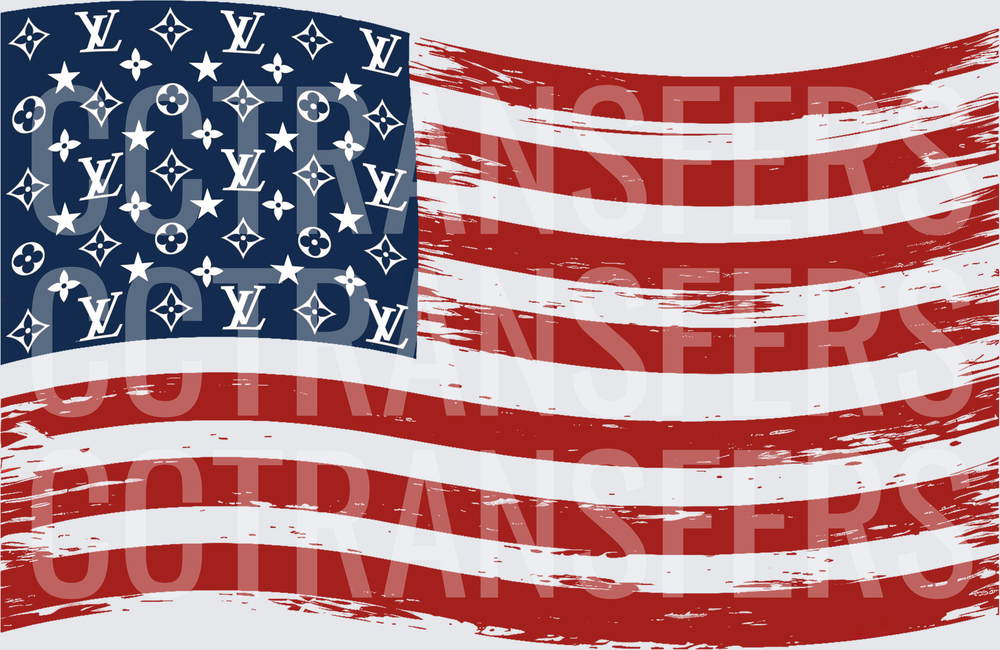 Distressed American Flag Luxury Monogram Pattern (DTF)