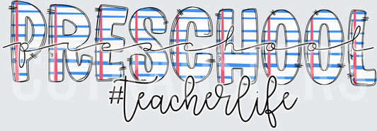 Preschool #TeacherLife Notebook Stripe Design (DTF)