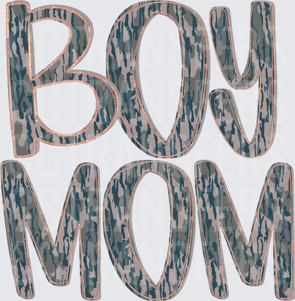 Boy Mom Camo Print Mossy Oak Inspired Lettering (DTF)