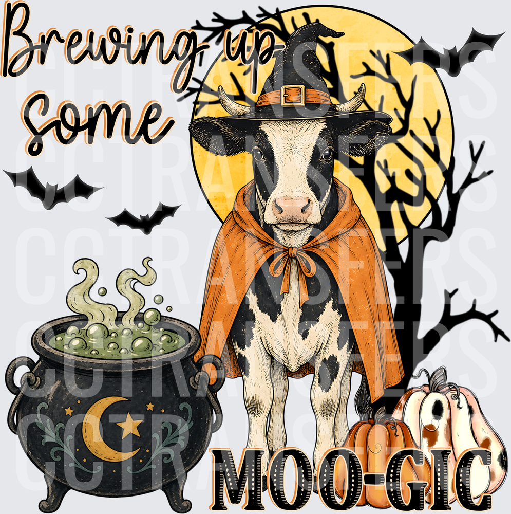 Brewing Up Some Moo-Gic Halloween Witch Cow (DTF)