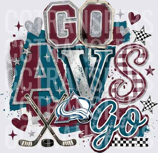 Go Avs Go Colorado Hockey Glitter Plaid Stars (DTF)