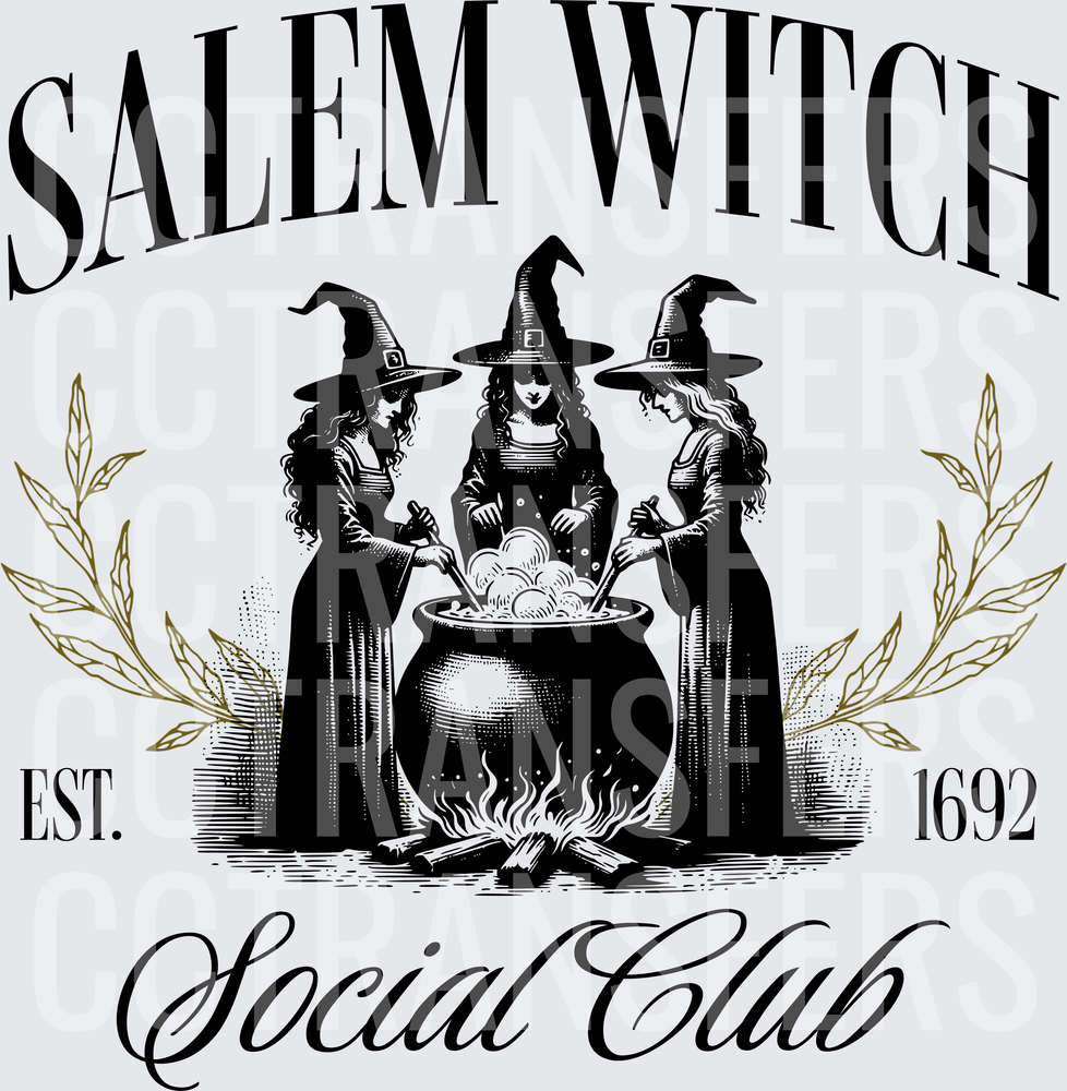 Salem Witch Social Club Est. 1692 Three Witches Cauldron (DTF)