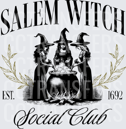 Salem Witch Social Club Est. 1692 Three Witches Cauldron (DTF)