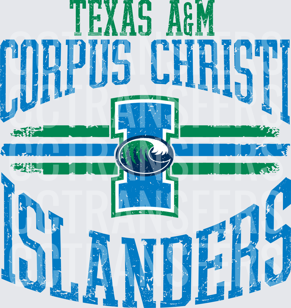 Islanders Distressed Arch Varsity Wave Logo (DTF)
