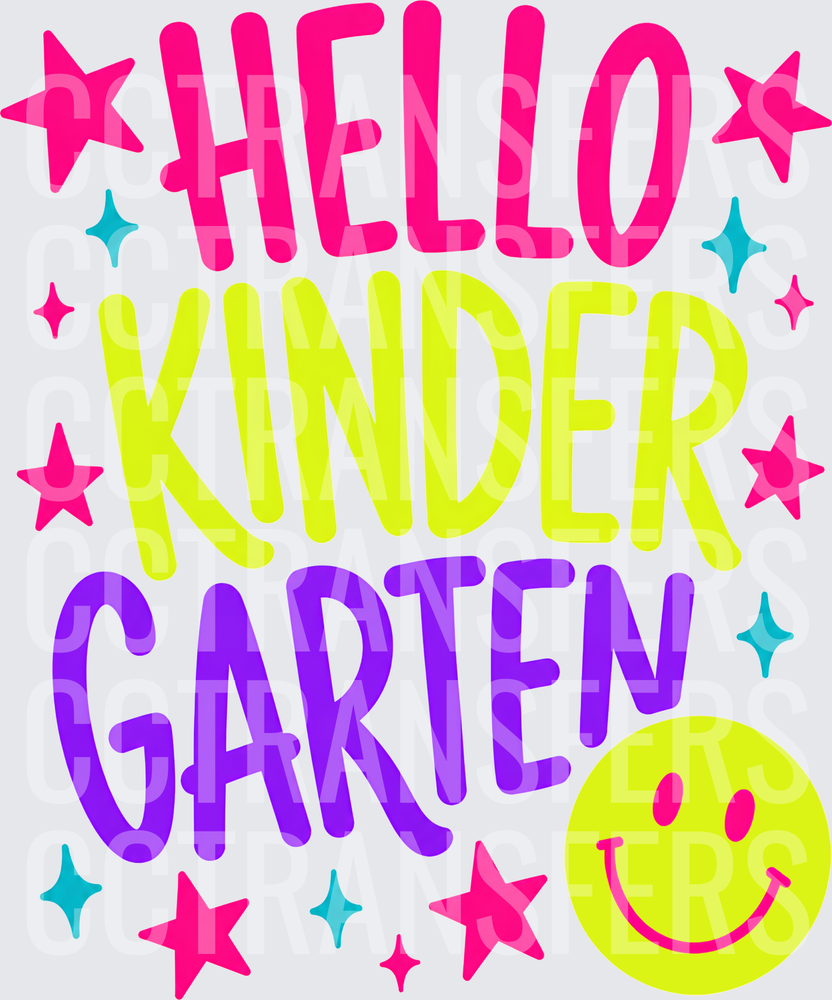 Hello Kindergarten Colorful Stars Smiley Face (DTF)