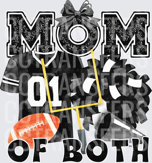 Mom Of Both Football And Cheer Watercolor Design (DTF)