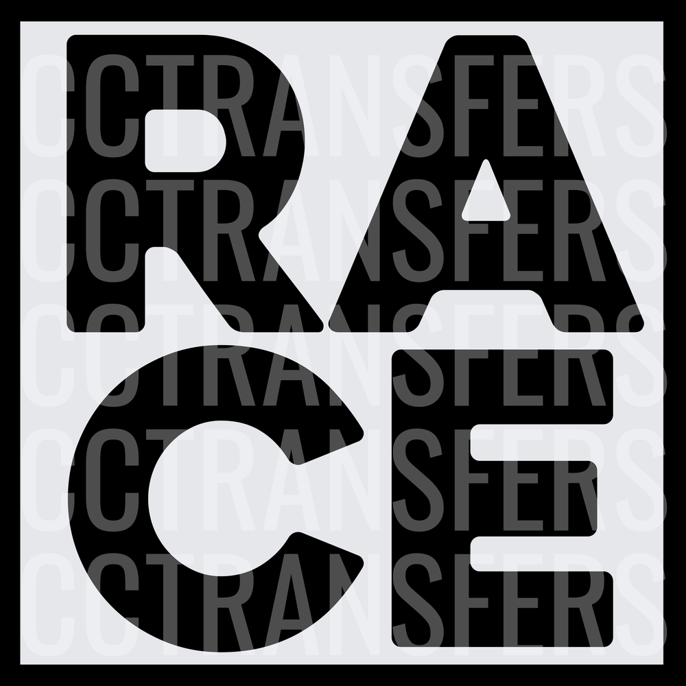 Bold Block Letter Word RACE Grid Design (DTF)
