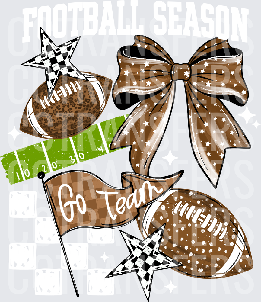 Go Team Football Bow Star Flag Collage (DTF)