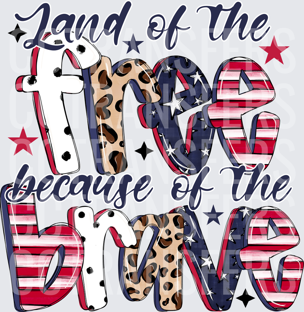Land of the Free Because of the Brave Patriotic (DTF)