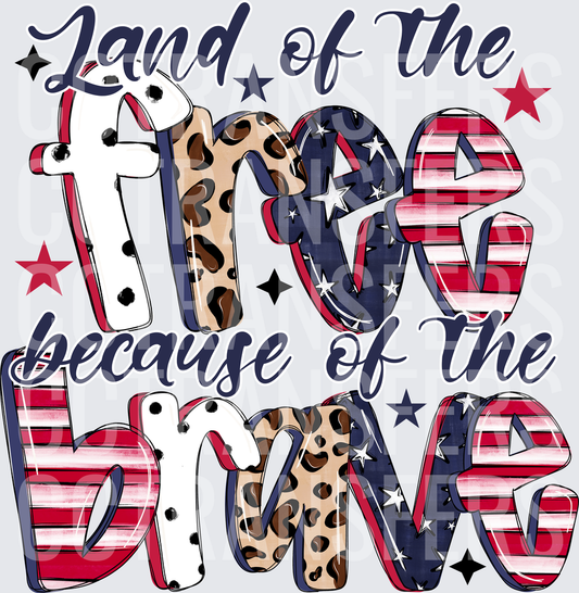 Land of the Free Because of the Brave Patriotic (DTF)