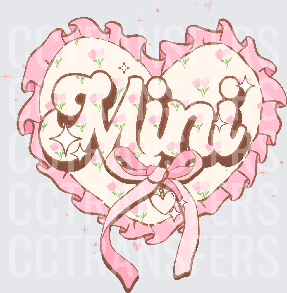 Ruffle Heart Mini Bow Tulip Floral Sparkle (DTF)