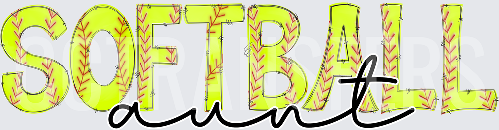 Softball Aunt Yellow Stitched Letter Design (DTF)
