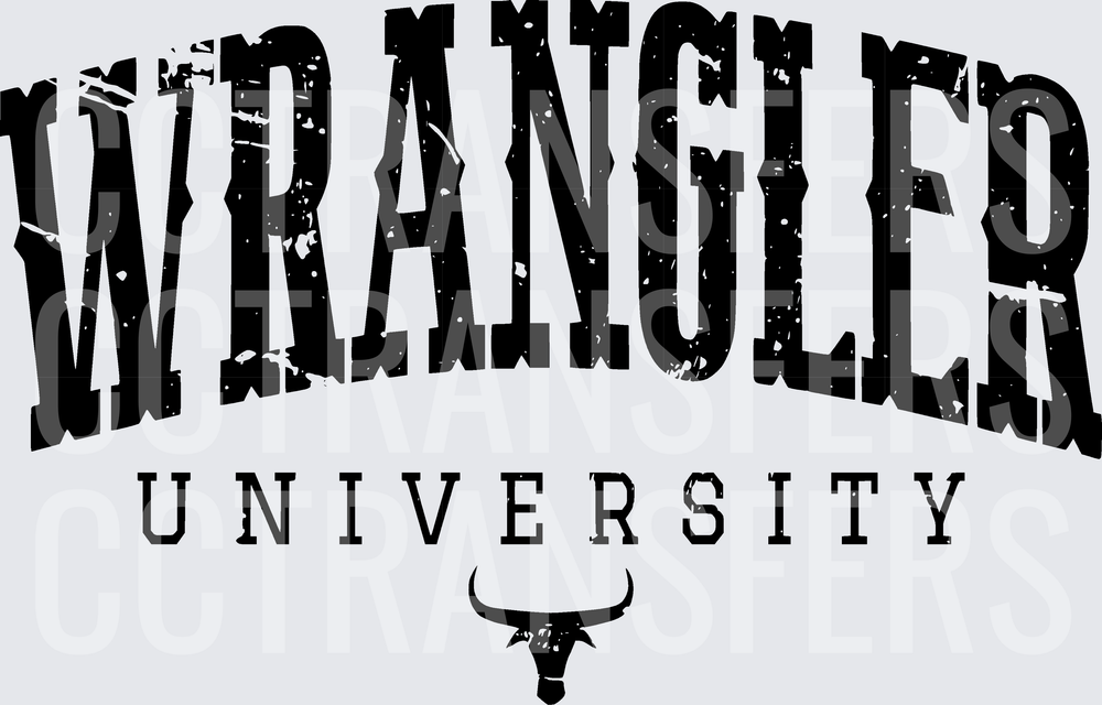 Wrangler University Distressed Arch Longhorn Logo (DTF)