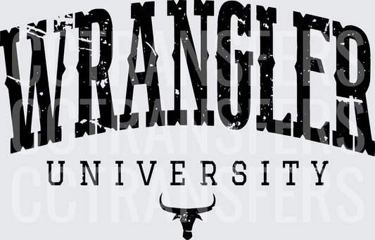 Wrangler University Distressed Arch Longhorn Logo (DTF)