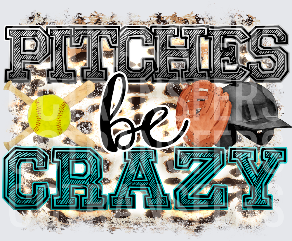 Pitches Be Crazy Softball Leopard Print (DTF)
