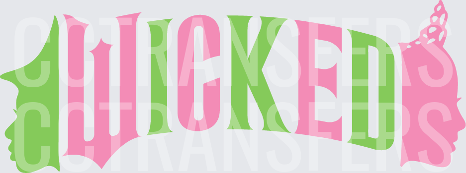 Wicked Musical Logo Green Pink Elphaba Glinda Silhouettes (DTF)