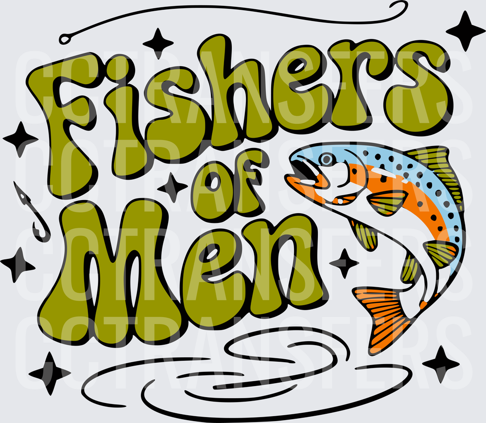 Fishers of Men Jumping Trout Retro Groovy (DTF)
