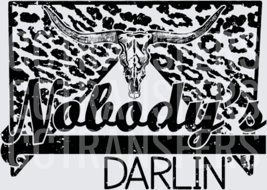 Nobody's Darlin' Longhorn Skull Leopard Print (DTF)