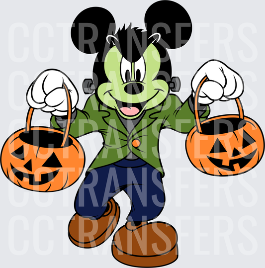 Cartoon Mouse Frankenstein Halloween Trick or Treat Pumpkins (DTF)