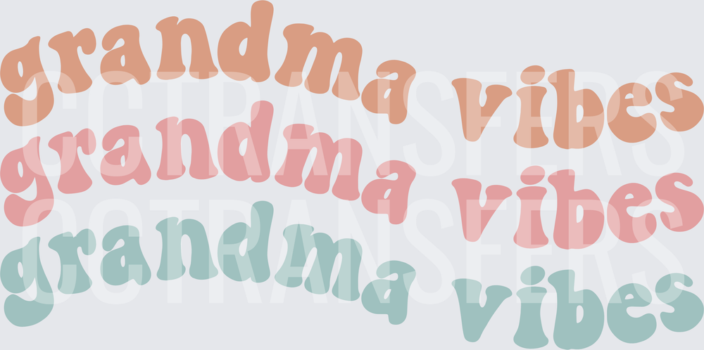 Grandma Vibes Retro Wavy Text Trio Pastel Colors (DTF)