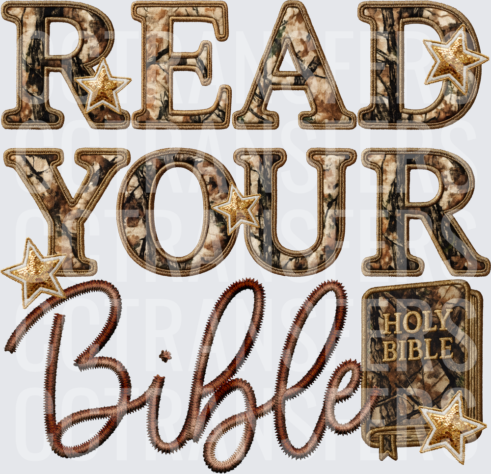 Read Your Bible Camo Embroidery Patch Style (DTF)