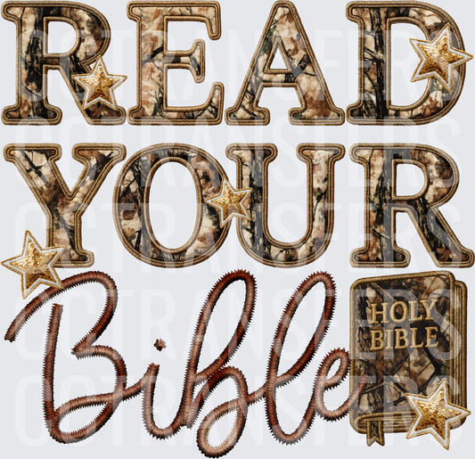 Read Your Bible Camo Embroidery Patch Style (DTF)