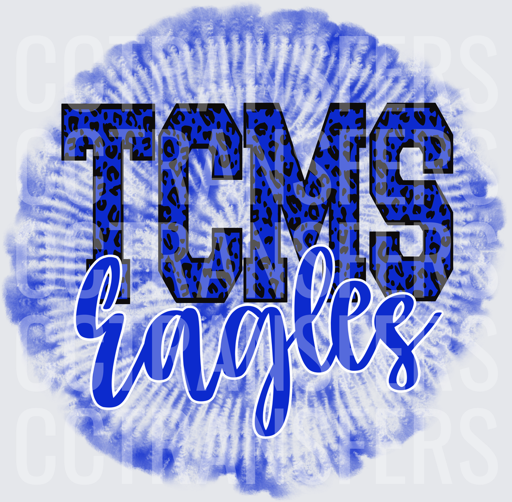 TCMS Eagles Leopard Print Tie-Dye Blue Circle (DTF)