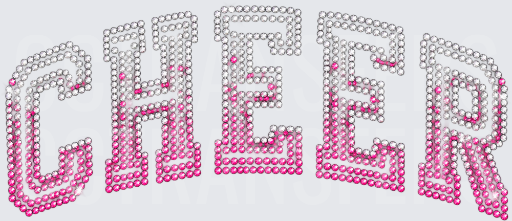 Rhinestone Ombre Pink Silver CHEER Block Letters (DTF)