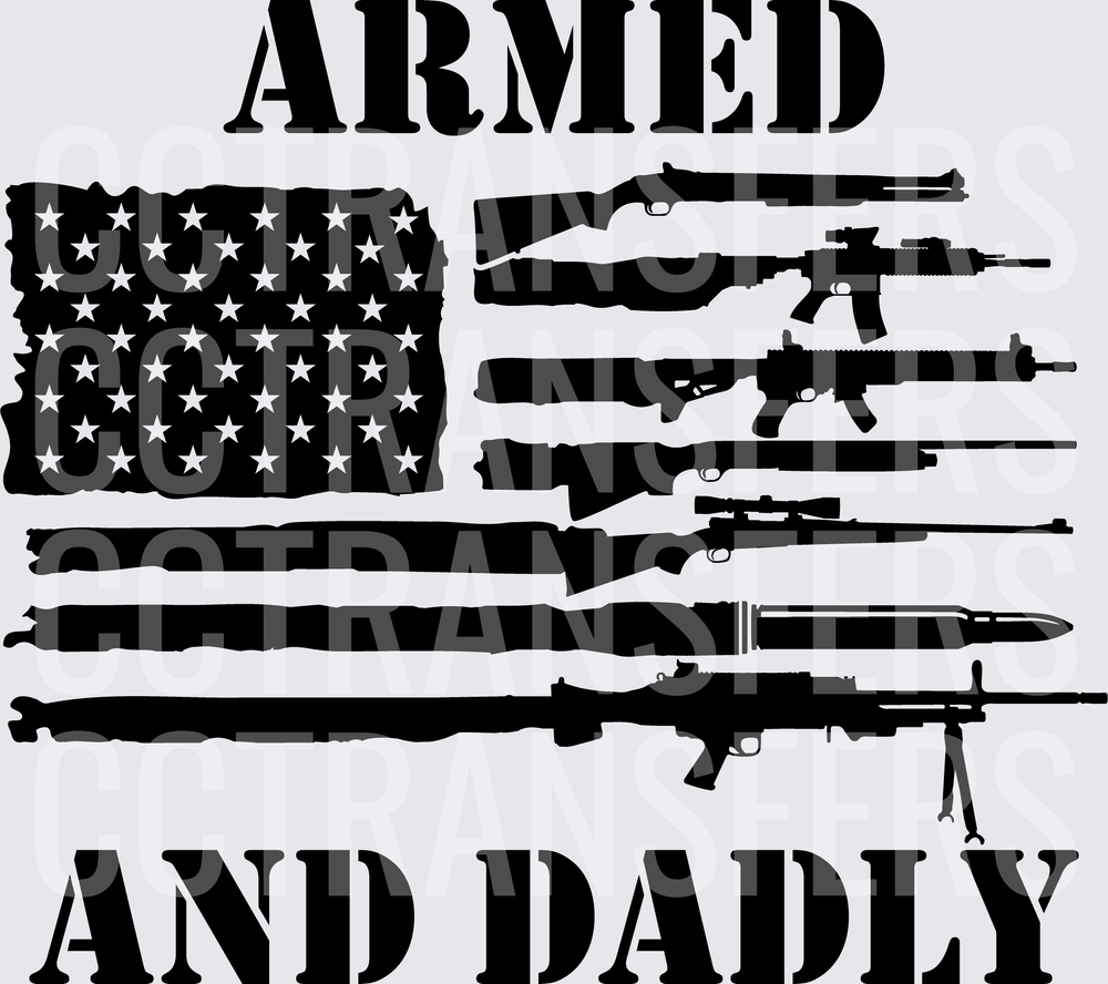 Armed and Dadly American Flag Guns Silhouette (DTF)