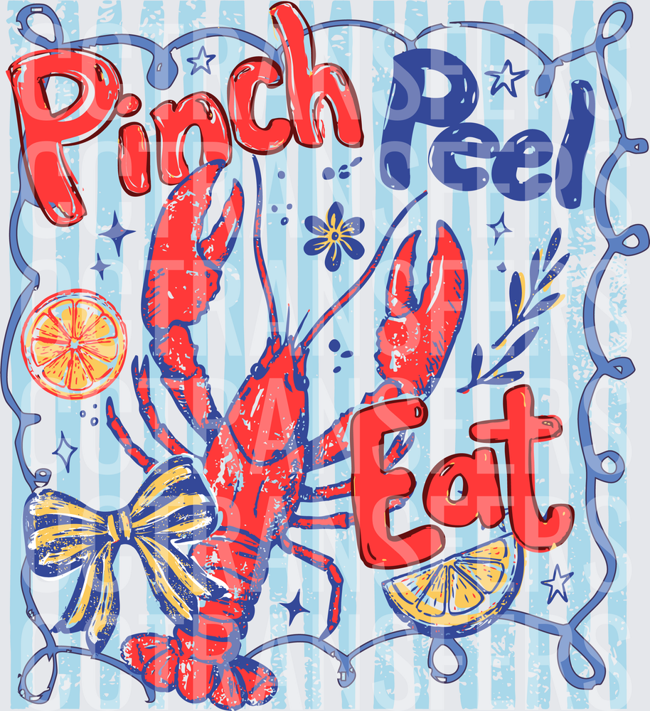 Pinch Peel Eat Crawfish Boil with Lemon and Bow (DTF)