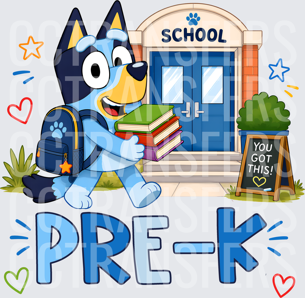 Blue Cartoon Pup Pre-K School You Got This Back to School (DTF)