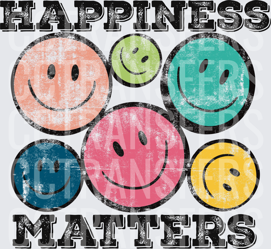 Happiness Matters Retro Distressed Smiley Faces (DTF)