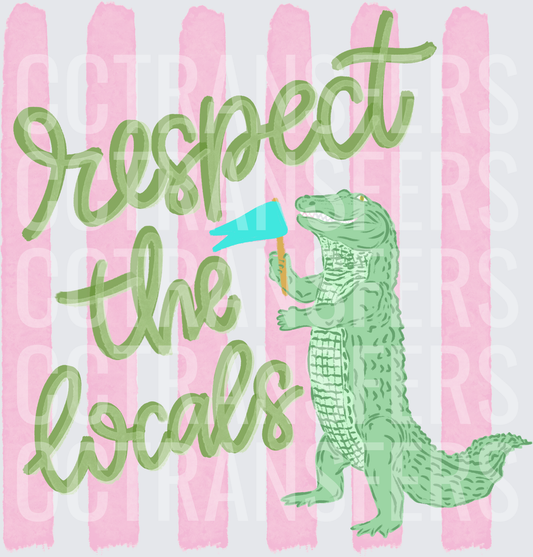 Respect The Locals Alligator with Megaphone Pink Stripe (DTF)