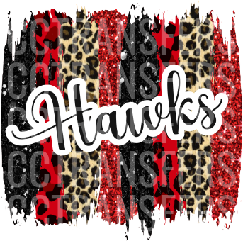 Hawks Red Black Leopard Glitter Brush Strokes (DTF)