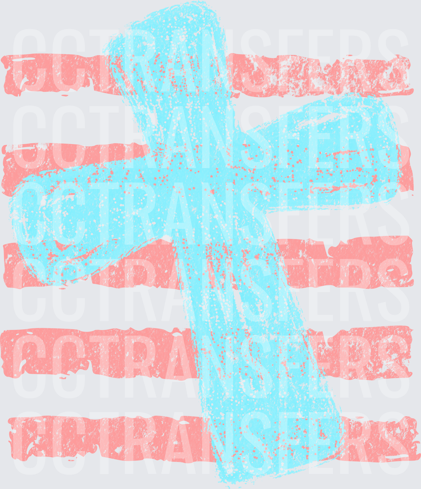 Chalk Sketch Cross Over Pink Stripes (DTF)