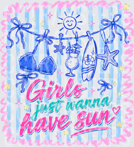 Girls Just Wanna Have Sun Beach Clothesline (DTF)