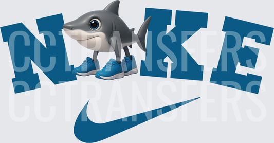 Cute Baby Shark Wearing Sneakers Sporty Logo Design (DTF)
