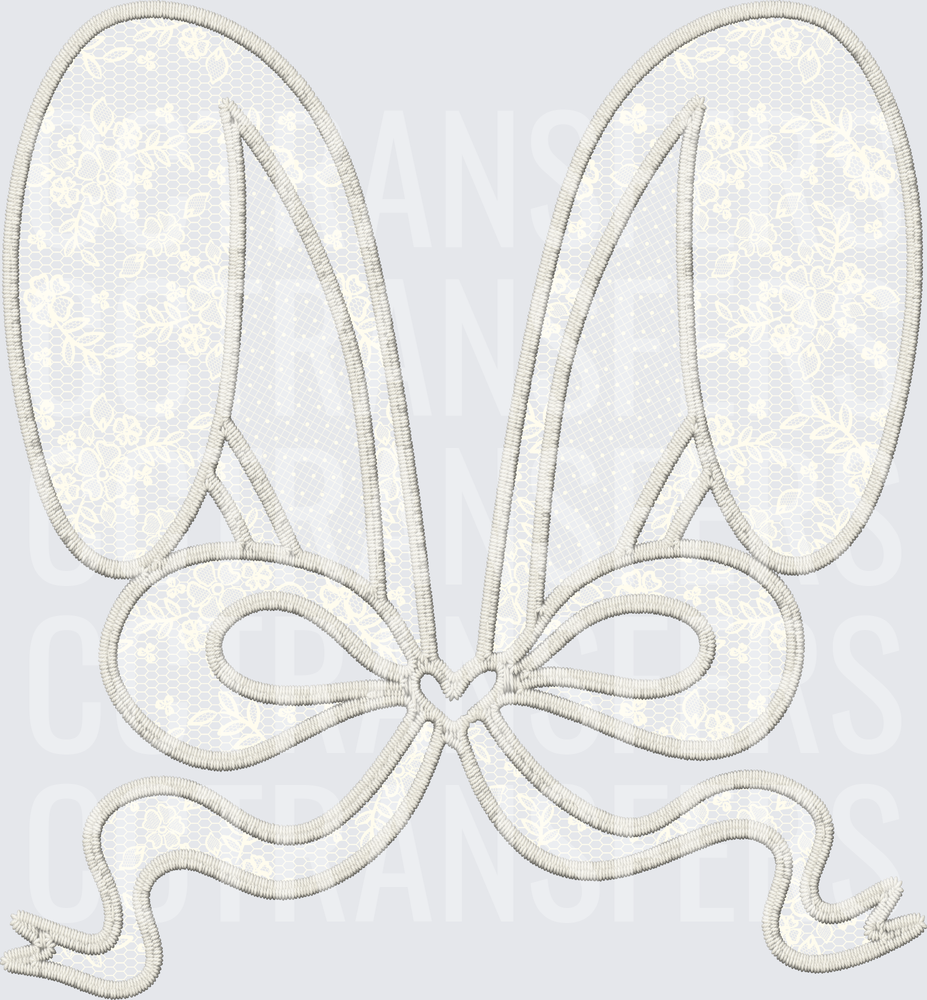 Embroidered Outline Bunny Ears Ribbon Bow (DTF)