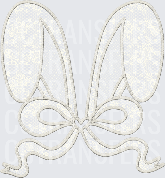 Embroidered Outline Bunny Ears Ribbon Bow (DTF)